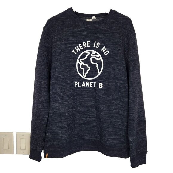 TenTree NWT Mens Classic Crew Sweatshirt L Black "There Is No Planet B" Graphic - Picture 1 of 11